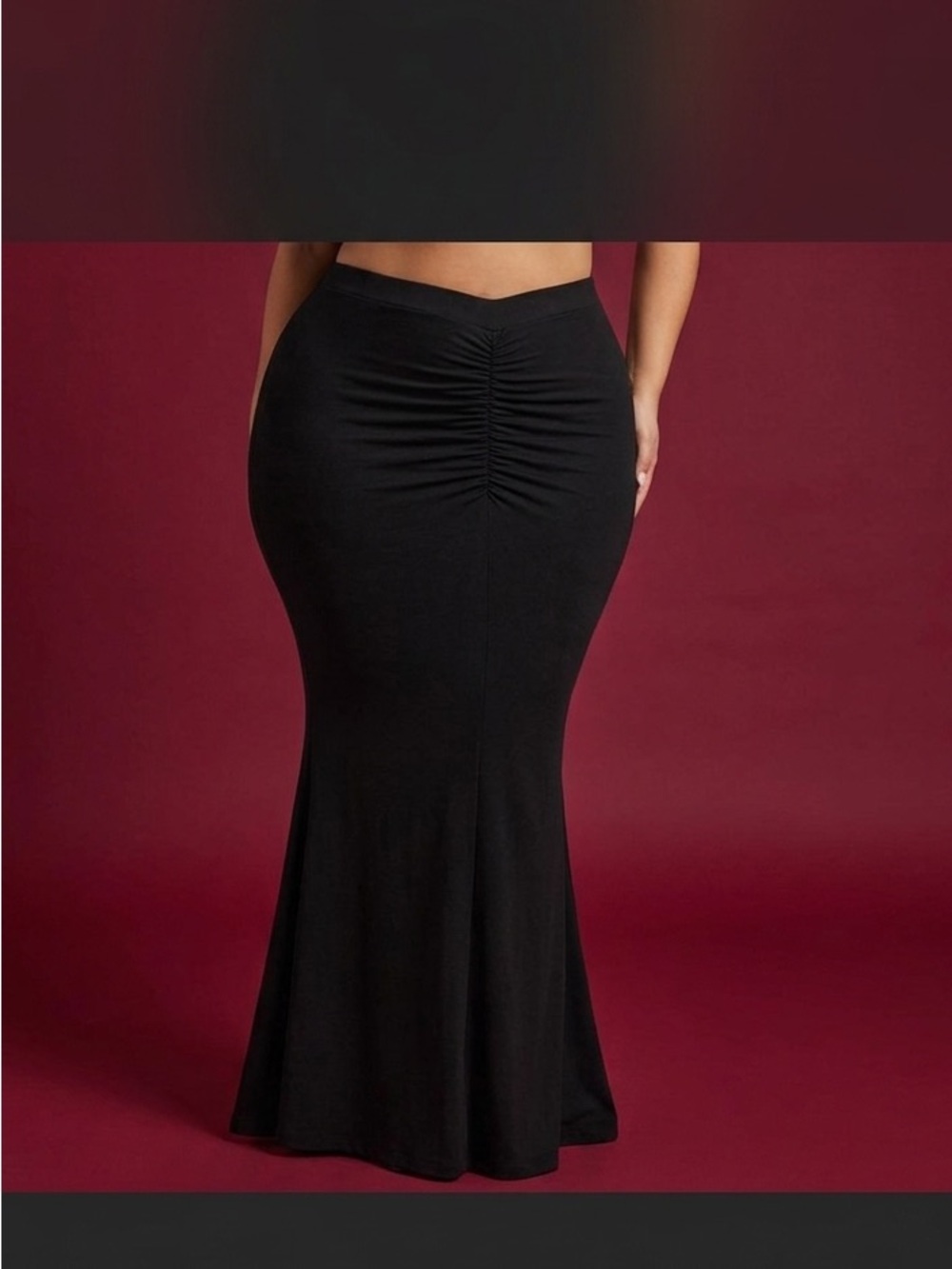 SHEIN Black Ruched Mermaid Maxi Skirt